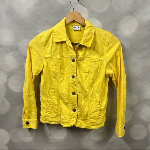 Chico's Jackets & Blazers - Chico’s yellow denim jacket with embroidered back. Button down and has pockets